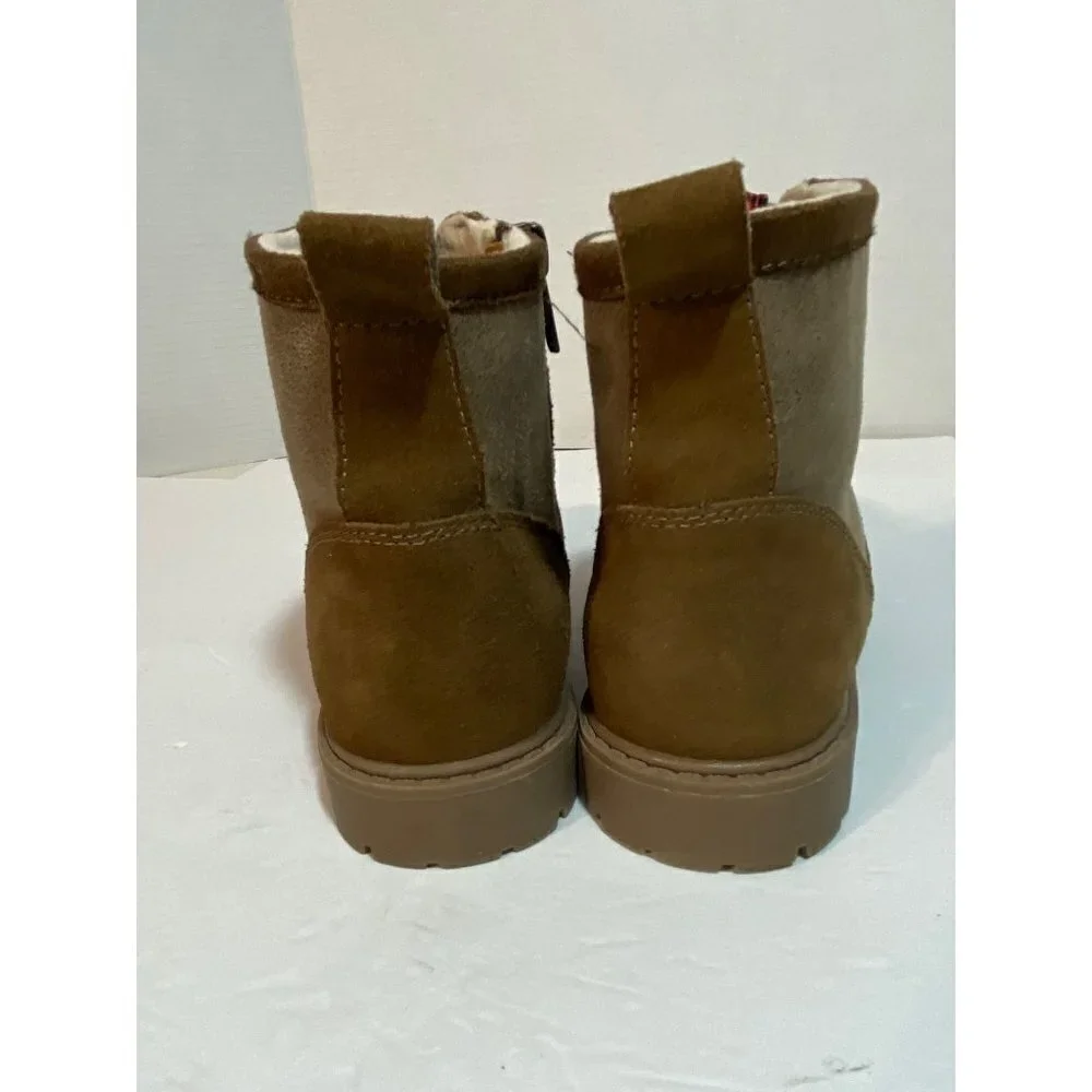 DayFive Ridge Faux‎ Suede Lace Up Fleece Lined Brown Boots Kids' Size 4